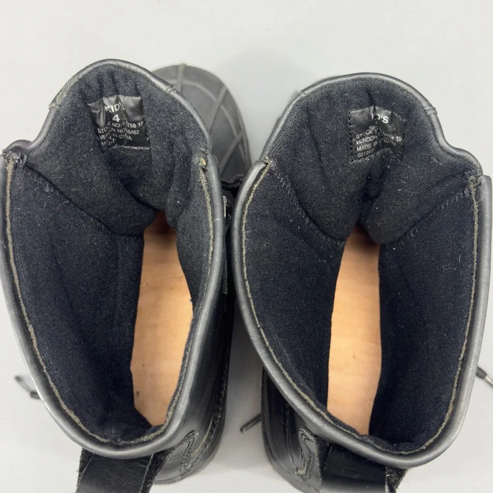L.L.Bean Kids Black Waterproof Winter Boots Lace Up Size‎ 4 (Missing Inserts)